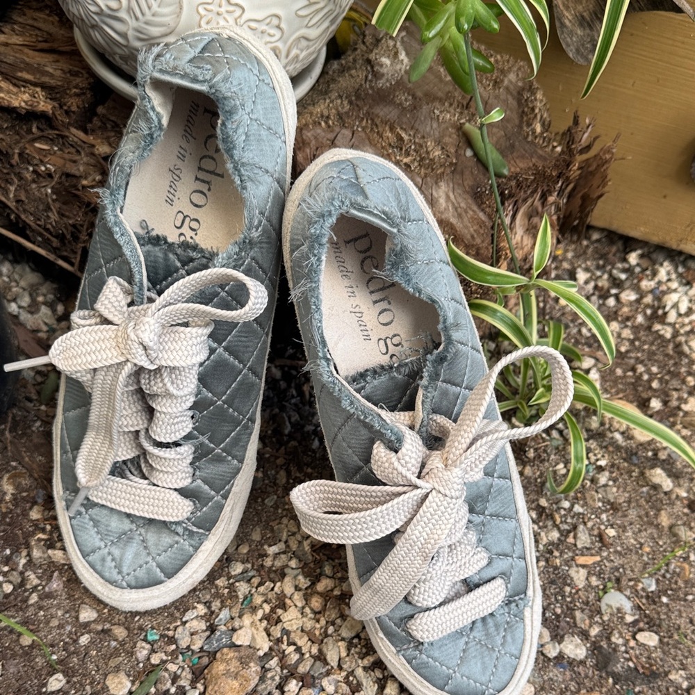 Pedro Garcia Women's Quilted Sneakers - Blue and Cream